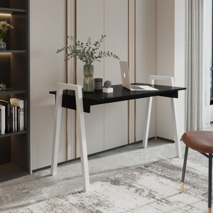 Biurko biało czarne. Showroom