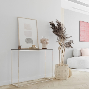 Konsola nogi chrom, blat czarny. Showroom