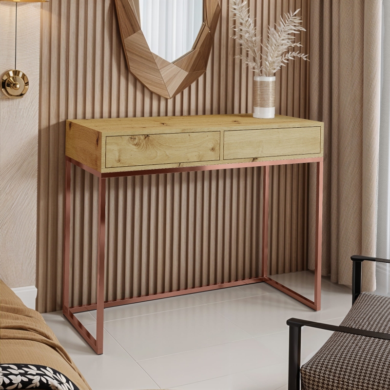 Toaletka z dwoma szufladami miedź Wotan. Showroom