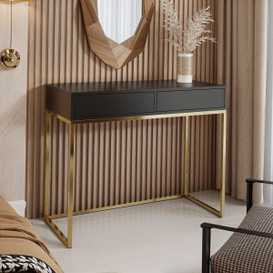 Toaletka z dwoma szufladami złoto czarna. Showroom