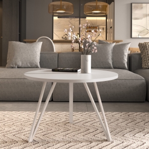 Stolik kawowy na potrójnych kaszmirowych nogach, blat Kaszmir okrągły. Showroom